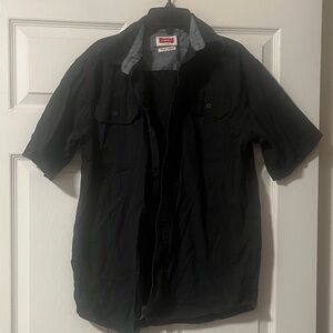 Wrangler Black Button Up Short Sleeve Shirt Jacket